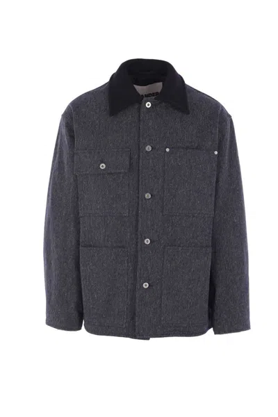 Jil Sander Long Sleeve Casual Jacket In Blue