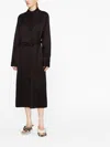 Jil Sander Brown Belted Coat With Classic Collar In Viscose Twill Woman In Black
