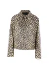 Jil Sander Leopard Print Coated Linen Jacket In Gold