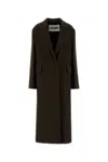 Jil Sander Long Wool Coat Featuring Flap Pockets In Brown