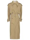Jil Sander Textured Belted Trench Coat In Dark Sand
