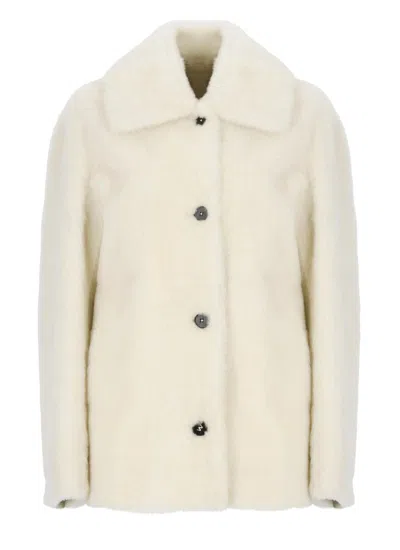 Jil Sander Coats Ivory In Beige