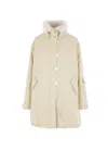 Jil Sander Oversized Parka In Textured Cotton With Removable Filling In Neutral