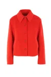 Jil Sander Cropped Boxy Wool Jacket In Red
