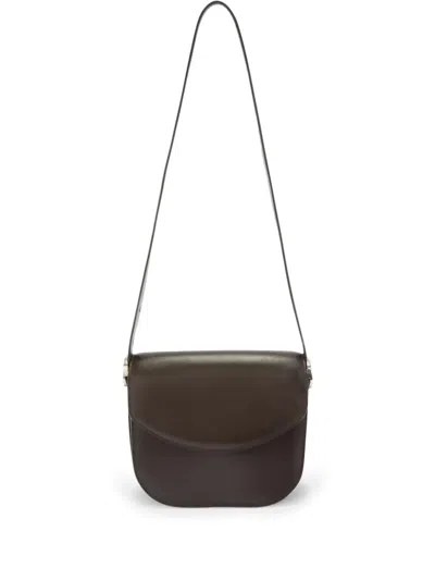 Jil Sander Coin Leather Crossbody Bag In 褐色