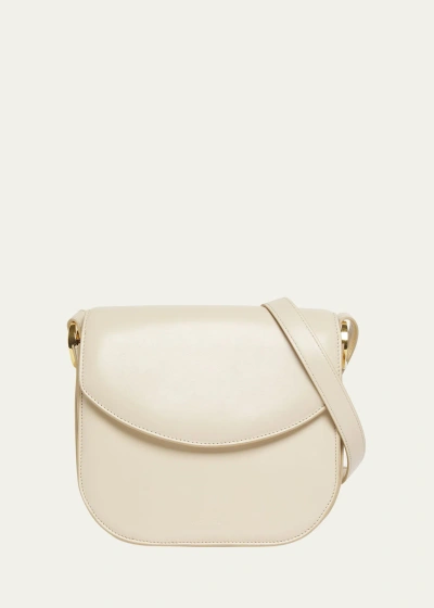 Jil Sander Coin Medium Leather Crossbody Bag In White