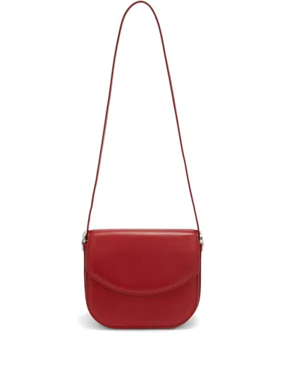 Jil Sander Coin Medium Leather Crossbody Bag In Red