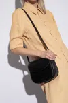 Jil Sander Leather Coin Shoulder Bag With Gold-tone Clasp In Black