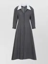 Jil Sander Mid-length Wool Dress With Contrasting Collar In Gray