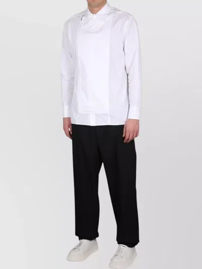 Jil Sander Collar Shirt With Asymmetrical Zipper Design In White