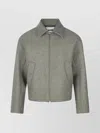 Jil Sander Collared Long Sleeve Textured Fabric Jacket In Gray