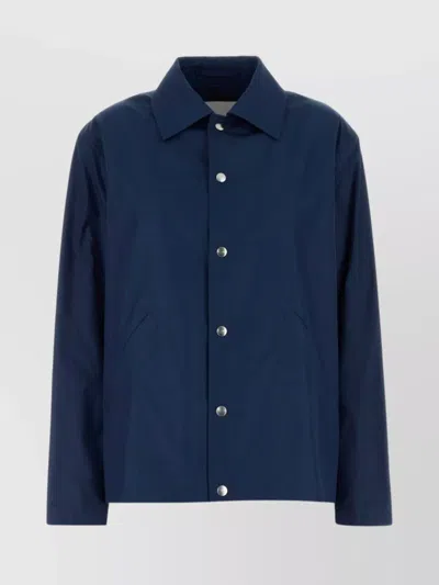 JIL SANDER COLLARED NECK TAFFETA JACKET LONG SLEEVES