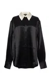 Jil Sander Collared Satin Shirt In Black