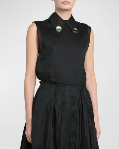 Jil Sander Collared Sleeveless Top In Black