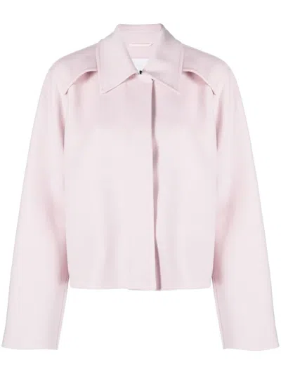 Jil Sander Collared Wool Jacket In Rosa