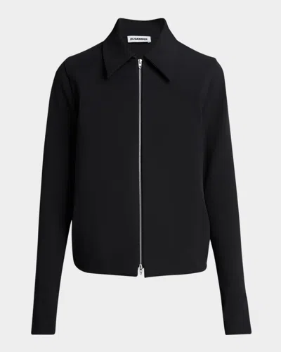 Jil Sander Collared Zip-up Jacket In Black