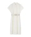 Jil Sander Collarless Belted Shirt Dress In White