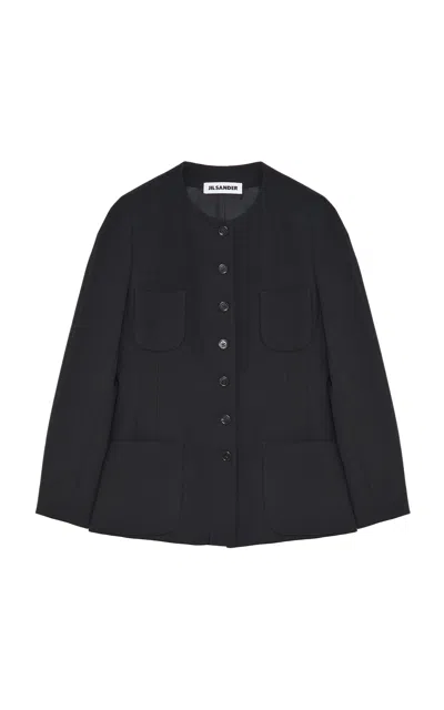 Jil Sander Collarless Blazer In Black
