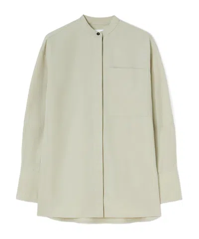 Jil Sander Collarless Cotton Shirt In Nude
