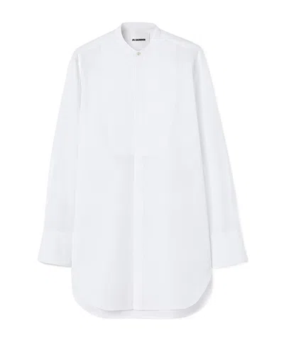 Jil Sander Collarless Cotton Shirt In White