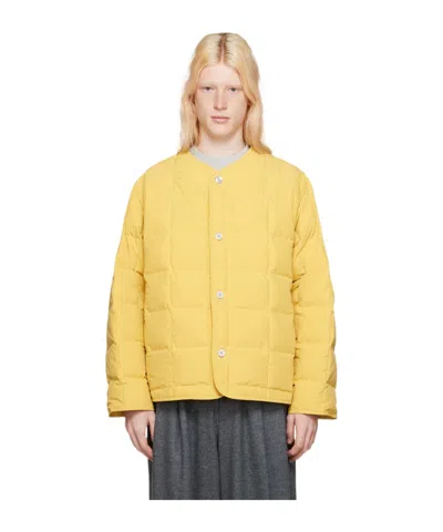 Jil Sander Collarless Long-sleeved Down Jacket In Yellow