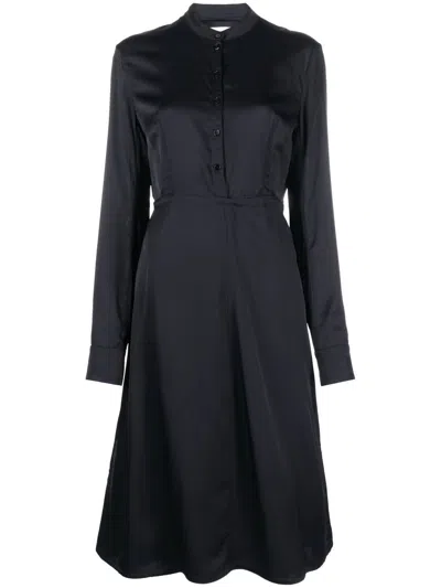 Jil Sander Collarless Midi Dress In Blue