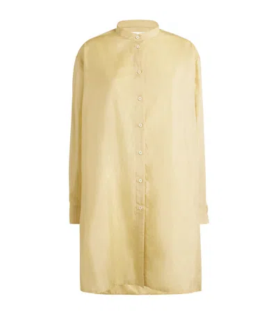 Jil Sander Collarless Shirt In Beige