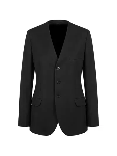 Jil Sander Collarless Single-breasted Blazer In Black