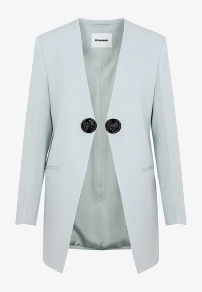 JIL SANDER COLLARLESS WOOL BLAZER