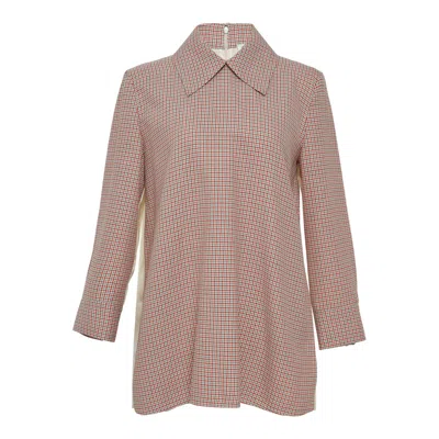 Jil Sander College Check Top In White