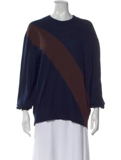 Pre-owned Jil Sander Colorblock Pattern Crew Neck Sweater In Blue