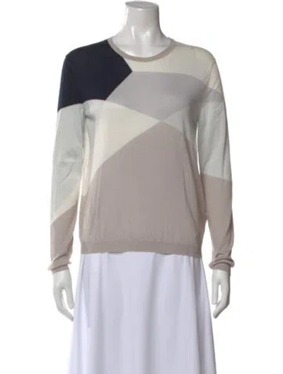 Pre-owned Jil Sander Colorblock Pattern Crew Neck Sweater In Neutral