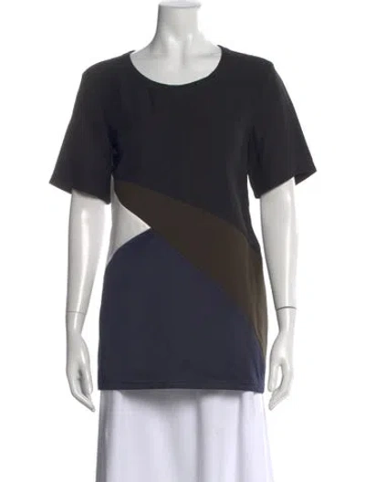 Pre-owned Jil Sander Colorblock Pattern Crew Neck Top W/ Tags In Blue