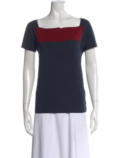 Pre-owned Jil Sander Colorblock Pattern Square Neckline T-shirt In Blue