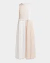 Jil Sander Pleated Cotton Organza Muslin Midi Dress In White