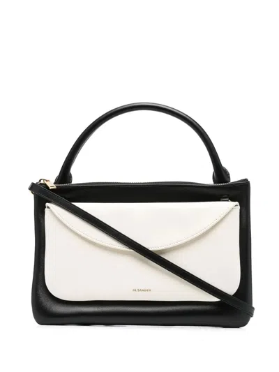 Jil Sander Colour-block Leather Tote Bag In Schwarz