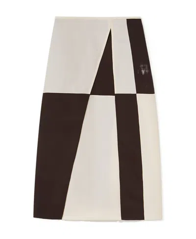 Jil Sander Colour-block Midi Skirt In White
