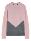 Jil Sander High Neck Color-blocked Sweater With Chevron Design In Pink