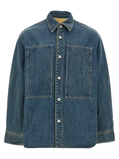 Jil Sander Comfort Fit Heavy Cotton Denim Shirt In Blue