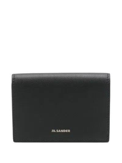 JIL SANDER JIL SANDER COMPACT BLACK LEATHER WALLET