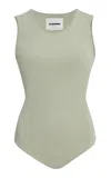Jil Sander Compact-knit Jersey Bodysuit In Green