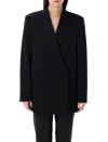 Jil Sander Compact Wool Grain De Poudre Blazer In Black