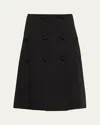 Jil Sander Con Button-front Splittable Melange Wool Skirt In Black