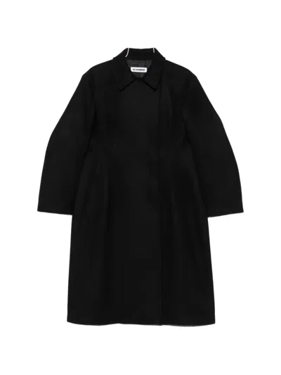 Jil Sander Concealed-fastening Double-breasted Coat In Black