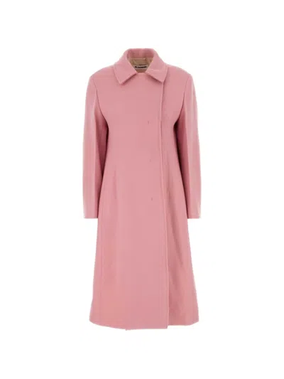 Jil Sander Concealed-fastening Wool Coat In Pink