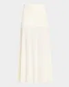 Jil Sander Consignment Crepe Fluid Midi Skirt In Chalk