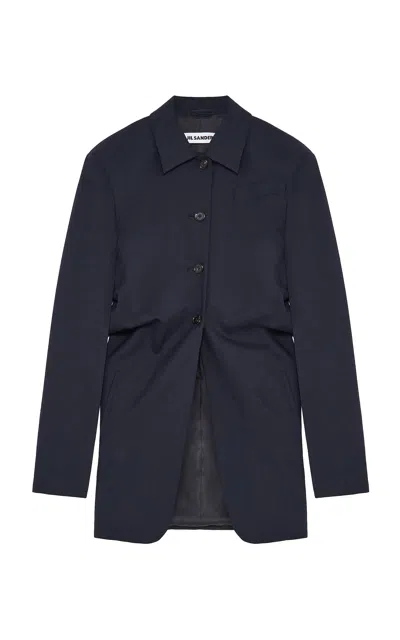 Jil Sander Contoured Wool Blazer In Navy