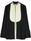 Jil Sander Oversized Two-tone Piped Crepe Shirt In Black