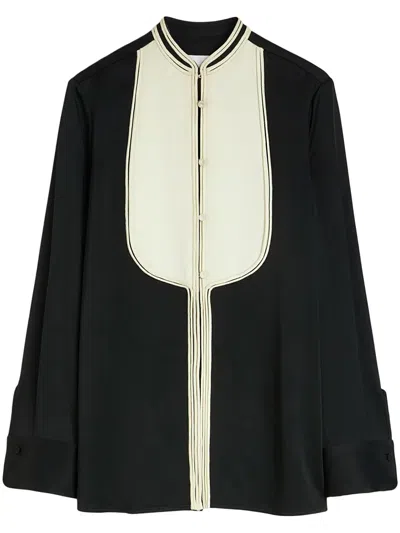 Jil Sander Oversized Two-tone Piped Crepe Shirt In Black