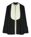 Jil Sander Oversized Two-tone Piped Crepe Shirt In Black